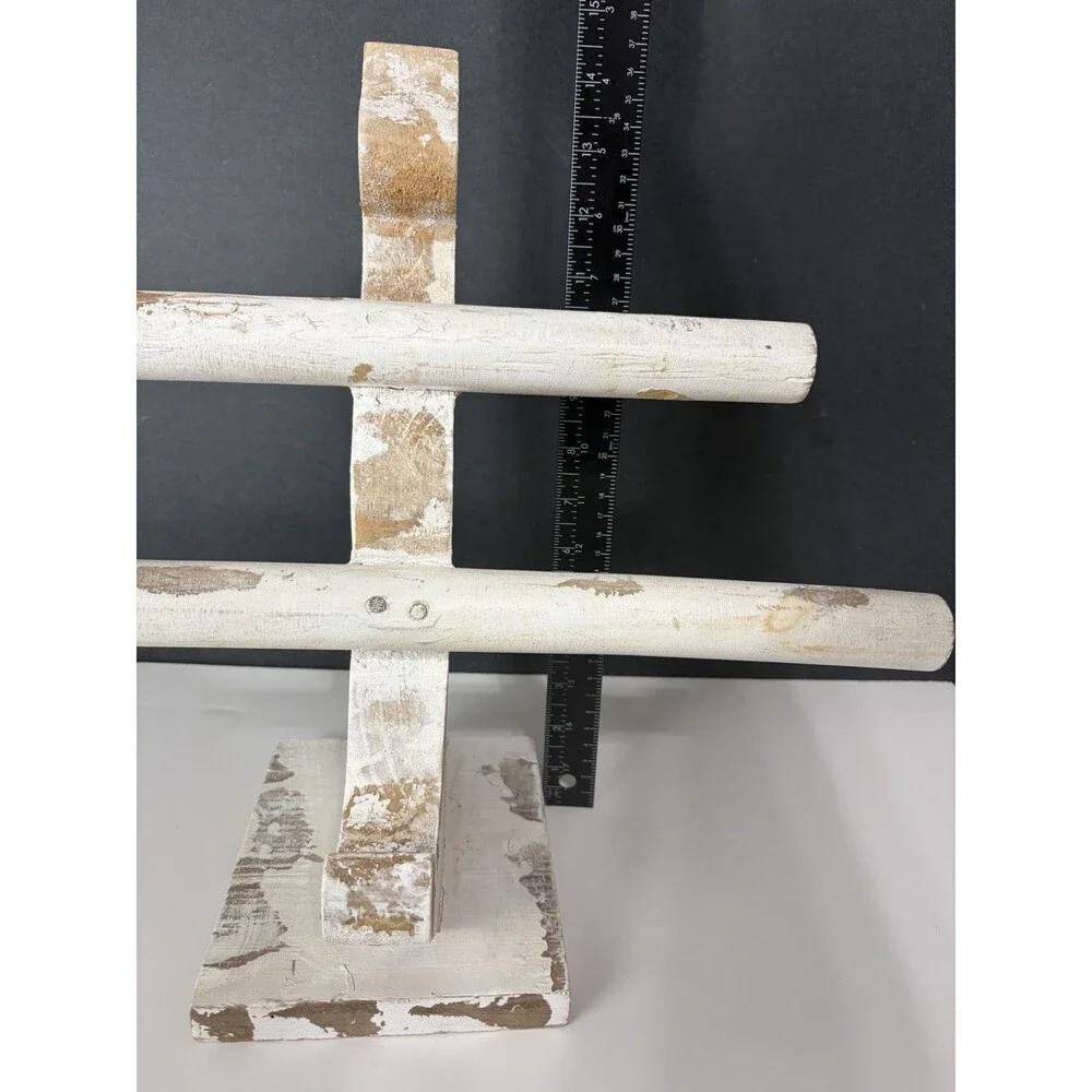 Wooden Jewelry Display Stand White Bracelet Necklace Watch Holder Organizer